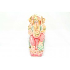 Pink Rose Quartz natural Stone God Ganesha Standing Idol statue Hand Painted